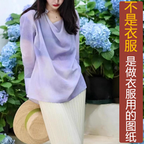 QW60 Spring silk dyed printed outline fashion two wore collar shirt - like new Han clothing custom drawings