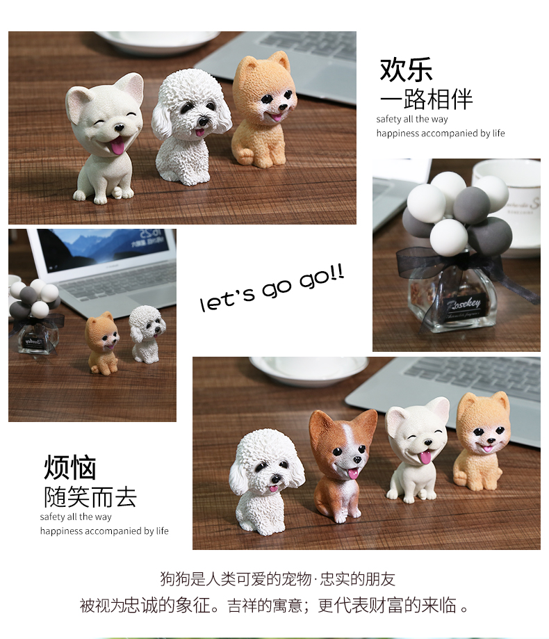 Phụ kiện xe hơi, lắc đầu, trang trí chó, ghế nước hoa xe hơi, nước hoa nhẹ kéo dài, trang trí đẹp, cung cấp xe, sáng tạo đệm ghế xe ô tô