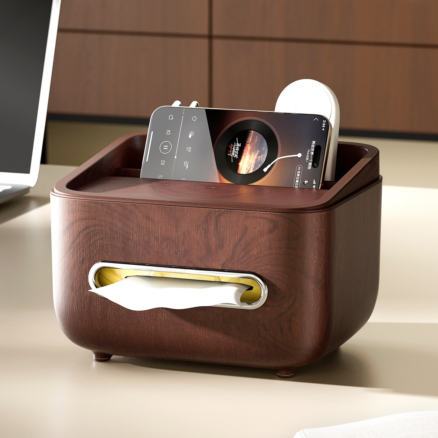 Medieval style light luxury multifunctional desktop storage box