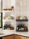 Kitchen countertop corner storage rack household punch-free semicircular wall corner tripod rack seasoning bottle jar storage rack