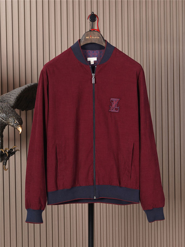 In Stock【Zilli】Men's Thin Corduroy Baseball Jacket, Burgundy