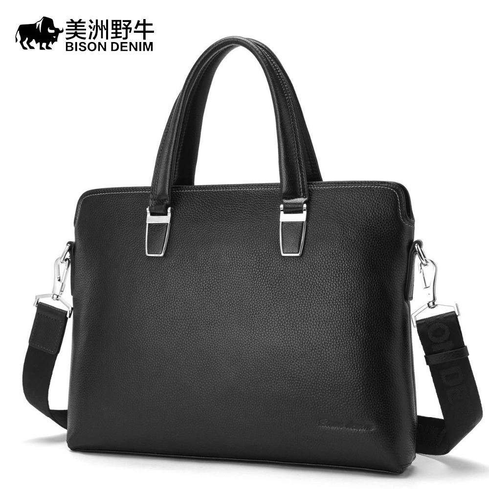 Americas Wild Bull Genuine Leather Handbag Business Headlayer Bullskin Single Shoulder Sloped Satchel Large Capacity Computer Briefcase