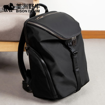 Americas Bison Bull double shoulder bag Mens Korean version Leisure travel bag New mens bag Girl Bag Student School Bag Tourist Backpack Tide