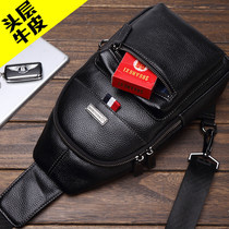 Americas Wild Bull Genuine Leather Mens Chest Bag 2022 New Purse Tide Cards Casual Headlining Bullskin Single Shoulder Diagonal Satchel