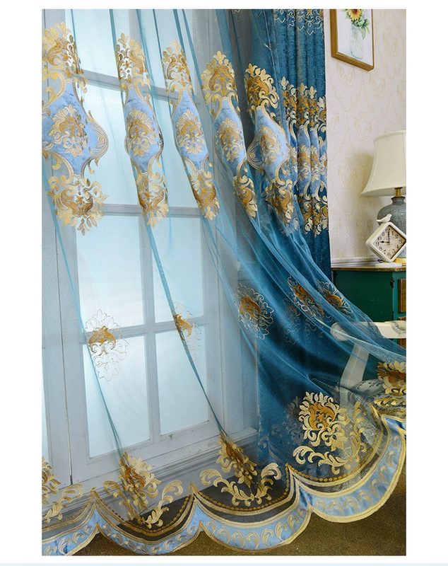 Rèm cửa phòng khách châu Âu bóng râm chenille sàn cửa sổ sang trọng hoàn thiện đơn giản hiện đại không khí sang trọng - Phụ kiện rèm cửa