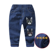 Quần jeans trẻ em 3 tuổi cộng với quần nhung dày 5 quần bé mùa đông 4 trẻ em Hàn Quốc phiên bản quần dài mặc quần trẻ em