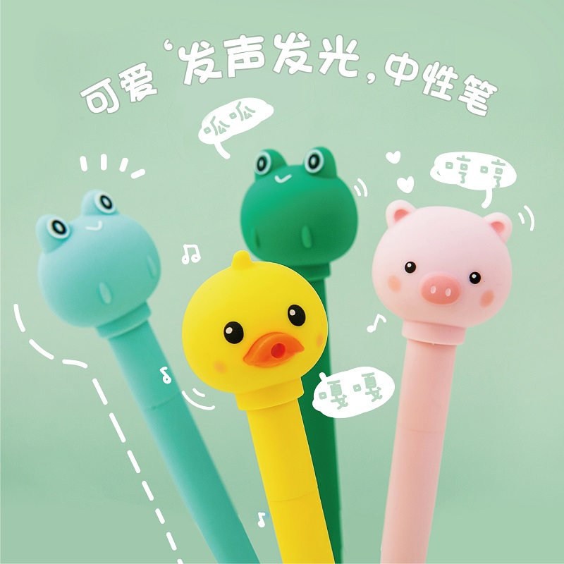 Three-year second class cute sound luminous creative gel pen fun 0 5 black signature pen ins student water-based pen