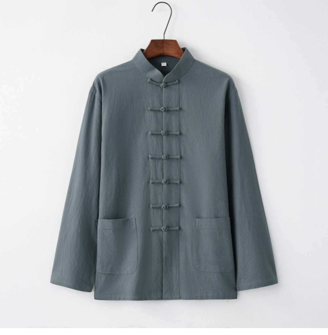 Ông già, bộ đồ Tang và cotton và trung niên, áo sơ mi dài tay nam, kiểu Trung Quốc, trang phục dân tộc mùa xuân và mùa thu, Hanfu, cotton và vải lanh đồ thổ cẩm