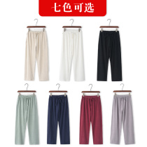  Tang suit pants Autumn mens casual pants middle-aged dad elderly linen cotton linen loose large size wild Chinese style