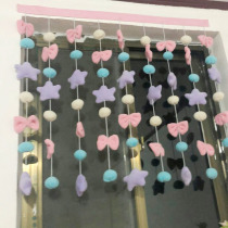 Loving Purple Star Door Curtain Children Room Decoration Curtain Free punching student cute Girl bedroom Decorative Pendant cord curtain