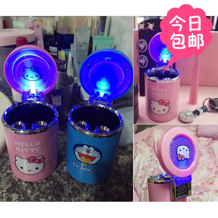 Creative cartoon LED light ashtray cute ashtray with lid for boyfriend, girlfriend, husband gift