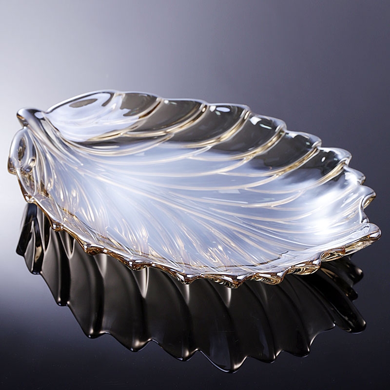 Creative Eurostyle Leaves Crystal Glass Fruit Tray Home Living Room Candy Dishes Advanced Sensation Light Lavish Red Ktv
