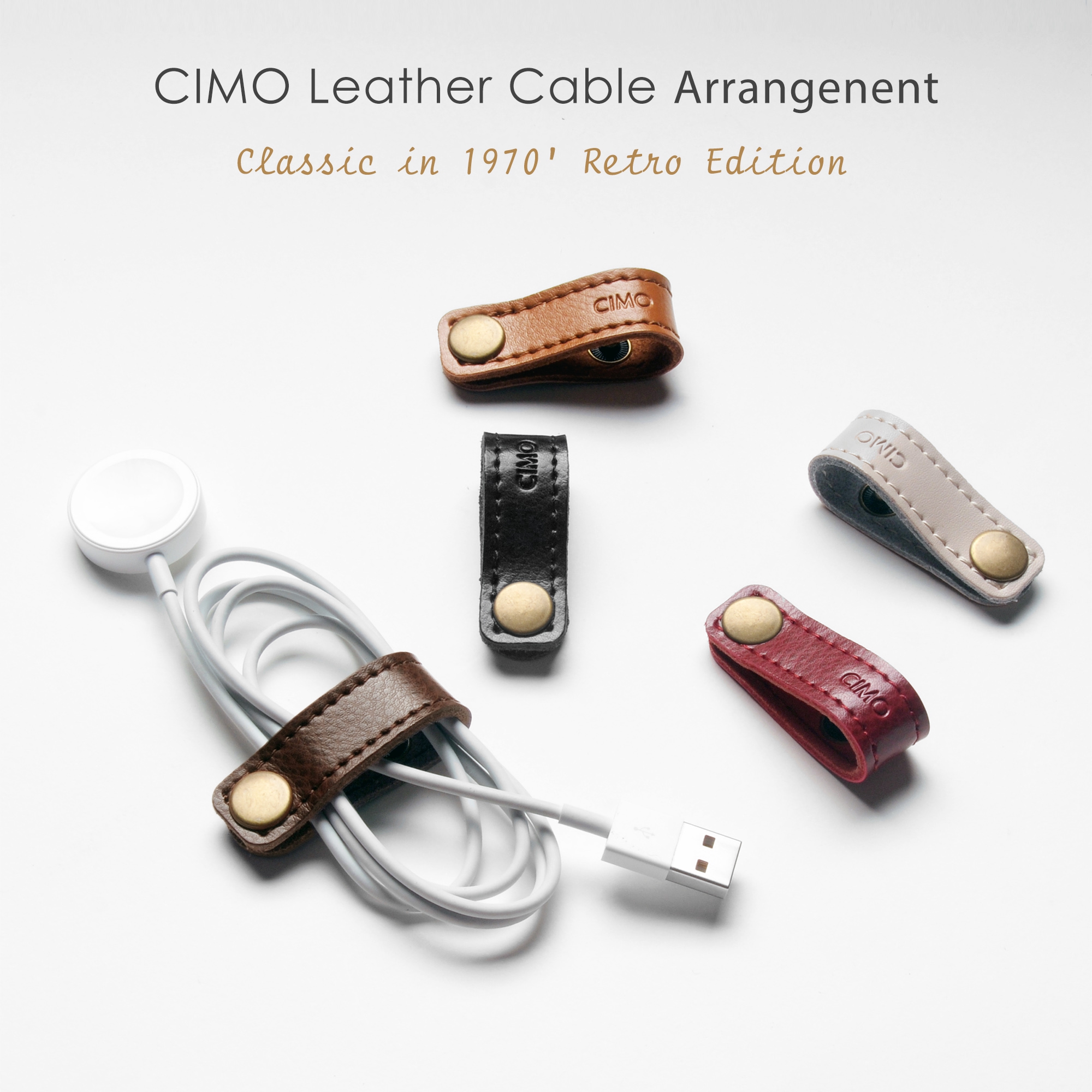 CIMO leather data cable storage buckle headphone cable leather buckle charger clip leather wire winder winding buckle