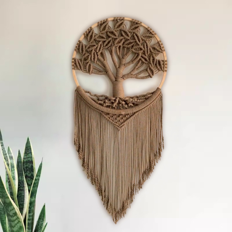 Hand-Woven Decorative Hanging Tapestry Tree of Life Dream Catcher Money Tree DIY Homestay Home Wall Decoration Hanging Ornament