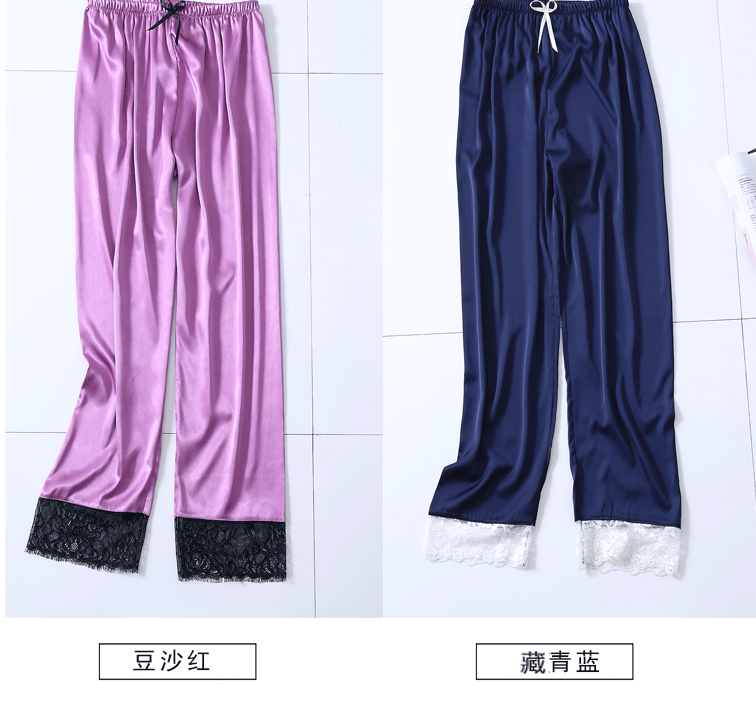Quần lụa Pajama Phụ nữ Xuân Hè Ren thoải mái Kích thước lớn Quần mỏng gợi cảm Quần nữ baggy nam