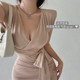 YoungGirlDay pure desire sexy bandage waist tight fit thin pad shoulder bag hip mid-length fishtail dress