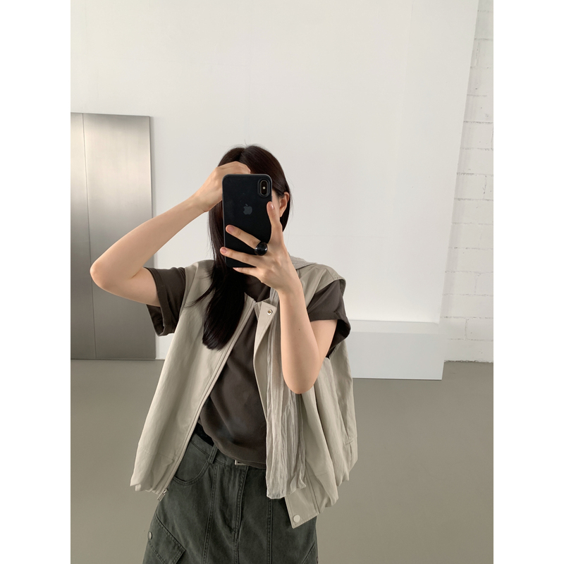 Ulour/U Series Women's Fashion Scarf Autumn Korean Style Trendy Round Neck Protein Pu Leather Vest Jacket Ulour/U Series Women's Fashion Scarf Autumn Korean Style Trendy Round Neck Protein Pu Leather Vest Jacket
