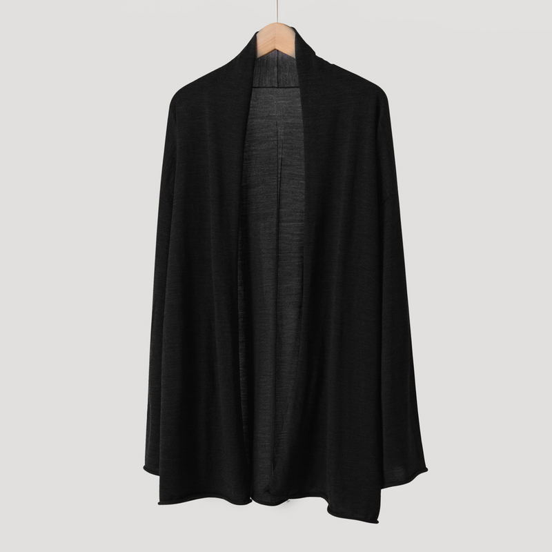Spring Yangzi Yarn Wool Lazy Style Turtleneck Knitted Cardigan for Women, Mid-Length, Loose, Thin, Outerwear Cape Shawl Spring Yangzi Yarn Wool Lazy Style Turtleneck Knitted Cardigan for Women, Mid-Length, Loose, Thin, Outerwear Cape Shawl