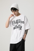 RPB BRAND foaming process letter printing tide simple men and women couples loose cotton round neck short-sleeved T-shirt