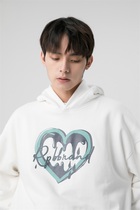 RPB BRAND love heart printed loose hooded casual sweater English pattern couple pullover hoodie