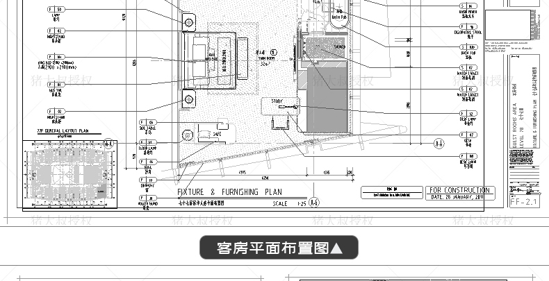 T1940酒店宾馆旅馆客房室内设计CAD施工图纸度假工装3D效果...-27