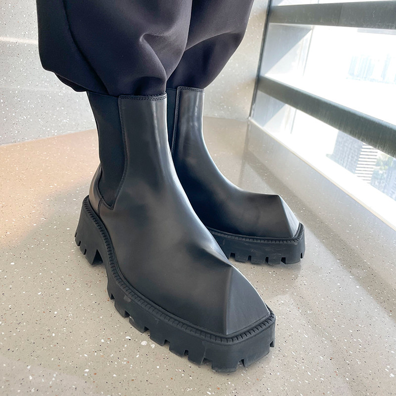 Rhino horn boots men's design sense niche Martin boots European station original men's thick-soled Chelsea boots