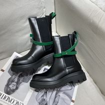 Net red homo-style smoke pipe boots Mens small crowd Superior feeling bottom Chelsea boot boys thick bottom of the box Coloured boots