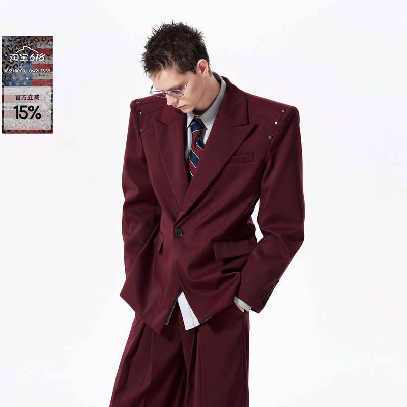 Startexceedend Red Blazer for Men, Spring Original Men's Silhouette Waist-Cinching Casual Suit Trendy