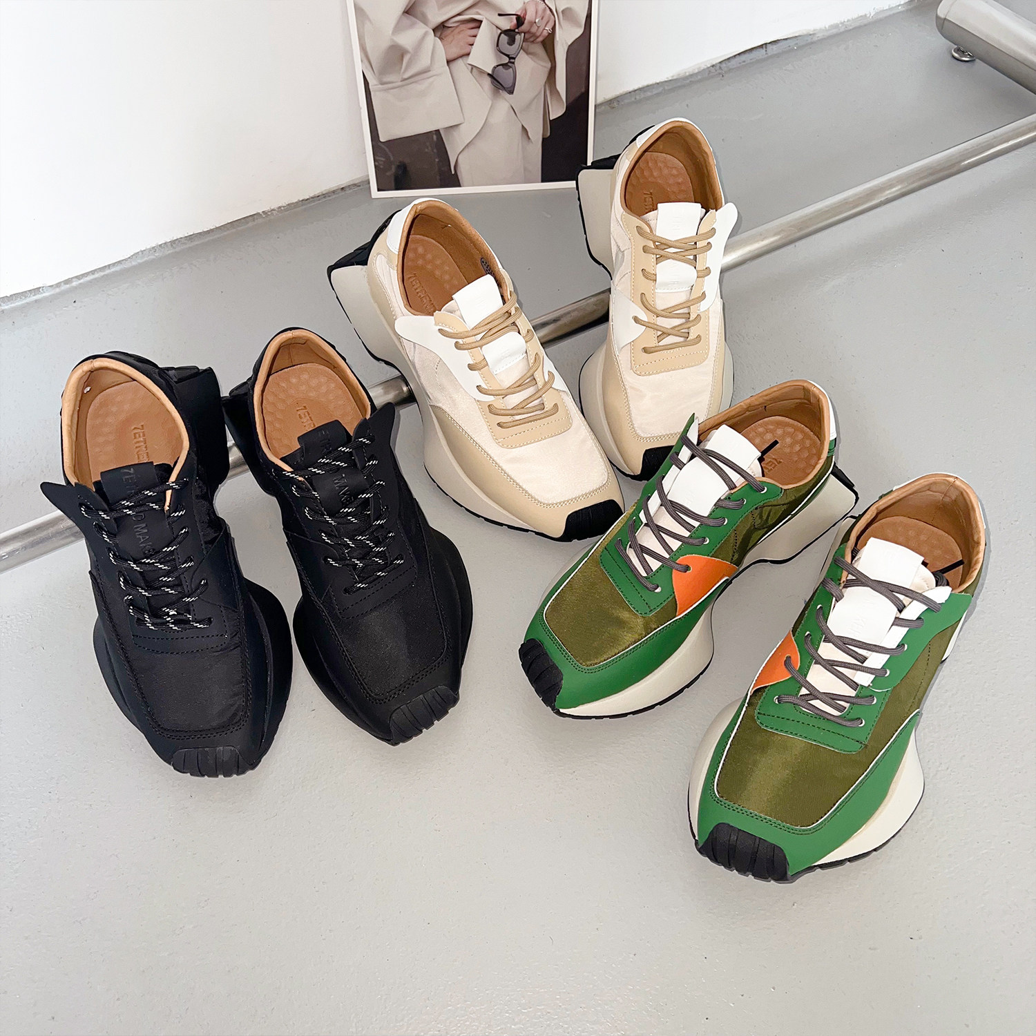 Original design niche men's shoes retro casual thick bottom heightened dad shoes men's ins trend Korean version of all-match shoes