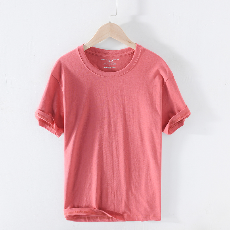 Extremely hemp small fresh round neck basic casual short-sleeved cotton T-shirt men's Japanese summer youth repair body shirt