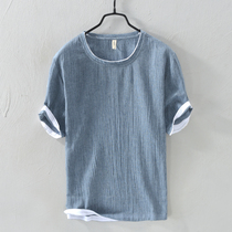 Day series retro round collar short sleeve T-shirt mens summer little fresher casual youth art breathable loose body sweatshirt