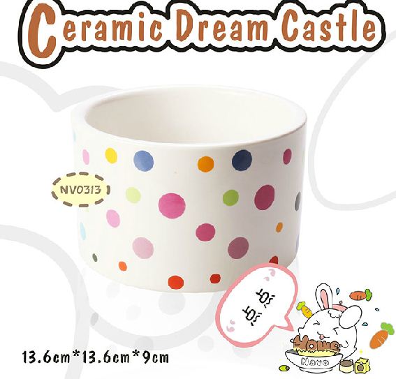 Oversized dot pattern porcelain food bowl chinchilla rabbit food bowl anti-turning food bowl