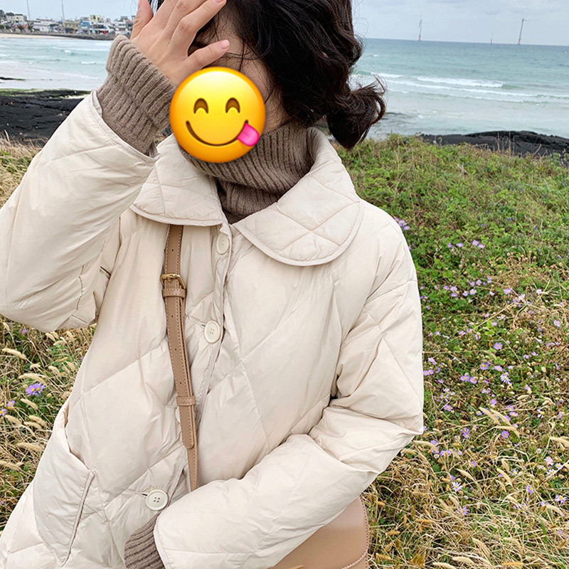 Halo nini small fragrant wind jacket new female Korean version loose magna with long version light and thin down clothes clear cabin