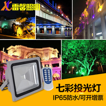 Flood light colorful led outdoor waterproof landscape light remote control color changing light tree light landscaping project tree light