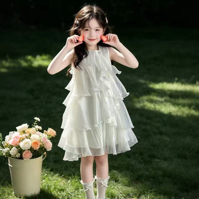 2026 Summer Girls Sleeveless Cake Dress Dress Princess