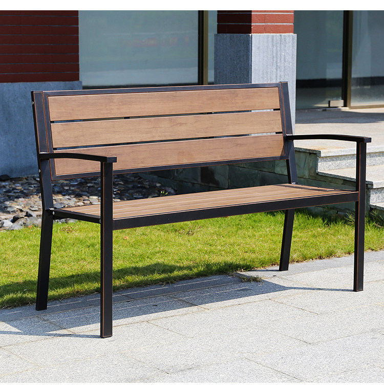 Outdoor park benches European-style wrought iron plastic wood leisure bench courtyard garden balcony open-air anti-corrosion wood square chair