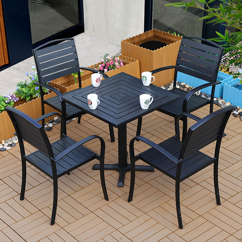 Outdoor table and chairs Combined Balcony Garden Outdoor Leisure Chair Subcourtyard Villa Café embalming wood five pieces