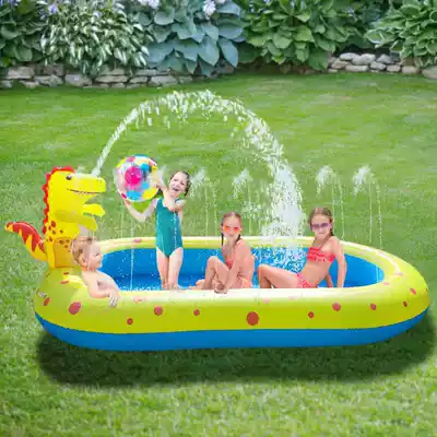 Inflatable dinosaur fountain outdoor sprinkler game pad children play water toy baby bath swimming water shower