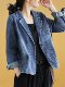 2024春秋新款大码宽松显瘦牛仔西装外套女短款气质牛仔衣西服上衣