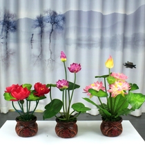 Fake flower lotus flower for Buddha Former dedicated to lotus pendulum home decoration flowers small potted landscape chaeses for flowers