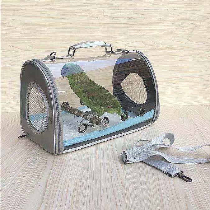Parrot Outgoing SHOULDER BAG XUAN WIND LASER HAND RAISED BIRD SPACE CAPSULE DOUBLE SHOULDER EXTERNAL BELT WRAP TRANSPARENT OCTAGON CAGE PORTABLE CASE
