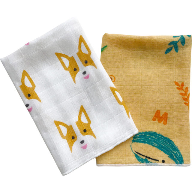 ຜ້າເຊັດນໍ້າລາຍເດັກນ້ອຍ double layer bamboo cotton gauze face towel printed small square towel baby care multifunctional 8 pack special offer