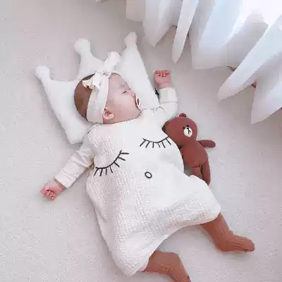 Baby sleeping bag four seasons universal newborn loose jumpsuit eyelashes cute casual baby soft anti-kick by Korean version