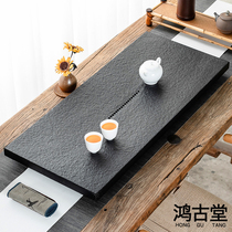 Natural black gold stone tea tray whole stone tea set home large and small stone black gold stone tea sea simple tea table