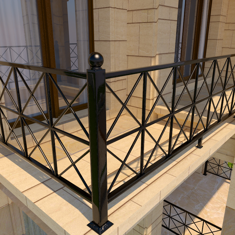 Modern simple wrought iron balcony guardrail stair handrail outdoor fence column Nordic Villa fence loft railing