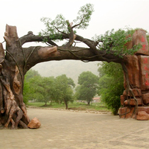 Imitation wood ancient tree gate head ecological park gate cement sculpture landscape fake tree aquarium outdoor plastic rock rockery landscaping