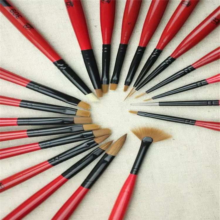 Imported Beauty Chia Bawan Red Wooden Pole Pen Brush Phototherapy Color Painting Gradual Layer Fainting Pen Draughting Pen Thread Pen Hook Line Pen