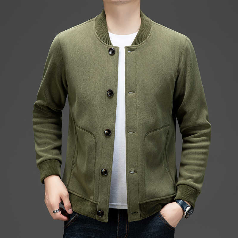 Men's Jacket Autumn and Winter New Product Fleece Thickened Warm Baseball Collar Fleece-Lined Jacket for Young and Middle-Aged Men Sweatshirt Men's Jacket Autumn and Winter New Product Fleece Thickened Warm Baseball Collar Fleece-Lined Jacket for Young and Middle-Aged Men Sweatshirt