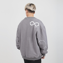 BIPOLAR national tide embroidery round neck sweater big silly with Tide brand spring and autumn winter loose pullover long sleeve men