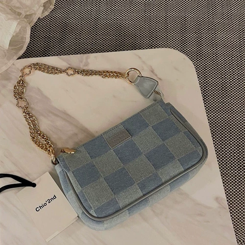 Летняя сумка подмышку, брендовые шахматы, сумка на одно плечо, на цепочке